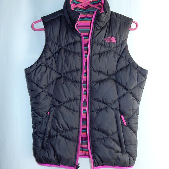 Girls The North Face Quilted Reversible Vest Size L (14 -16)